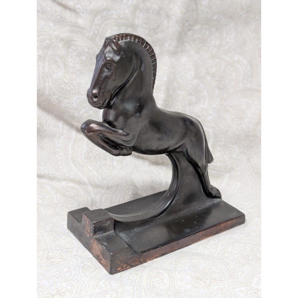 1940's Art Deco Bronze & Copper Leaping Trojan Horse Bookend or Doorstop